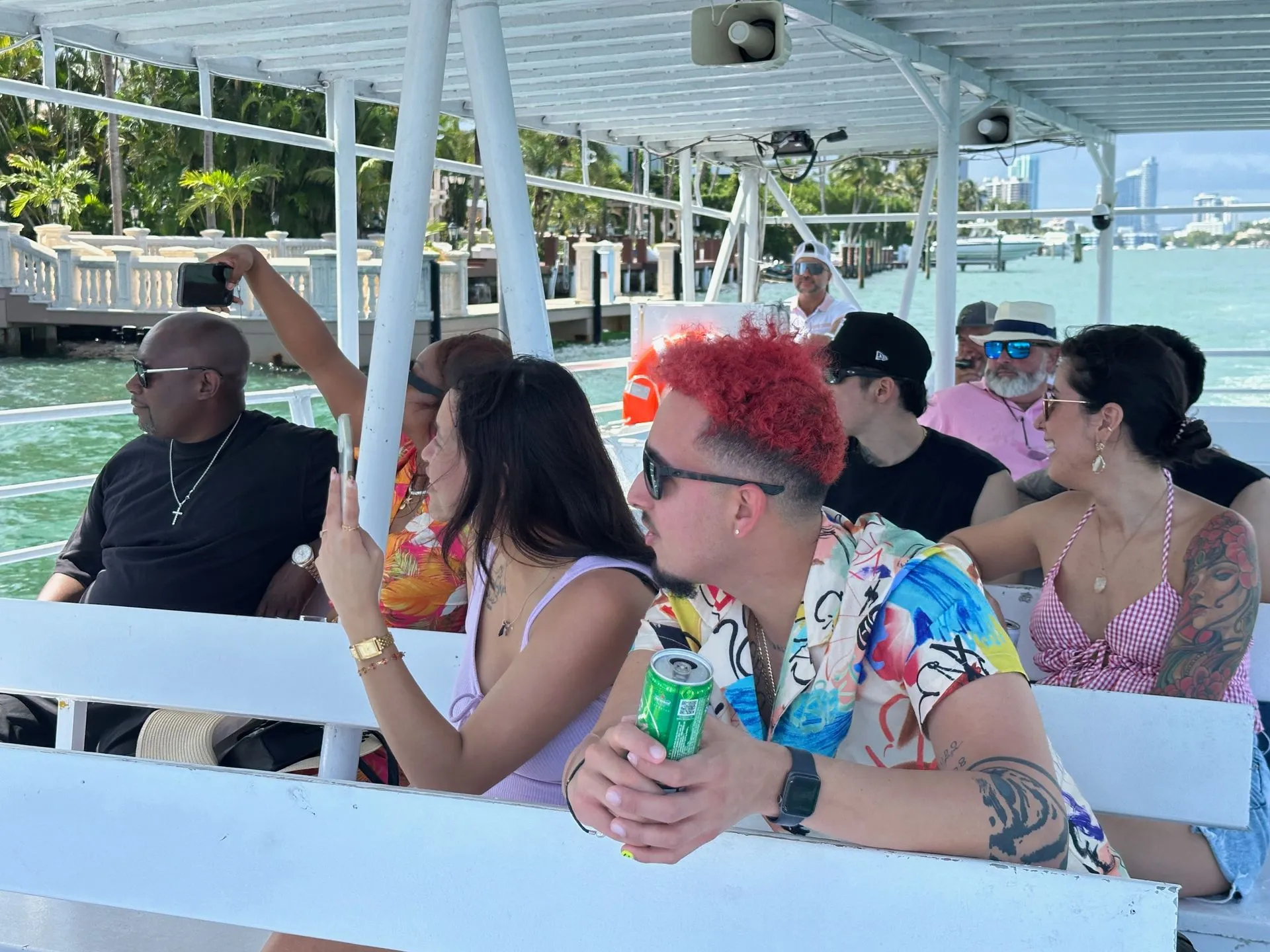 Guests aboard a Water Taxi Miami cruise